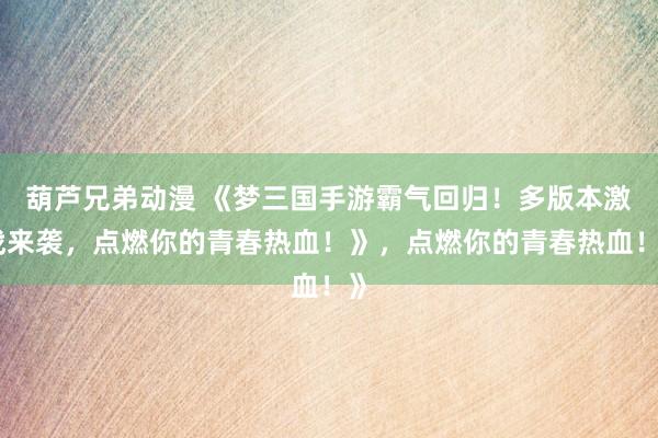葫芦兄弟动漫 《梦三国手游霸气回归！多版本激战来袭，点燃你的青春热血！》，点燃你的青春热血！》