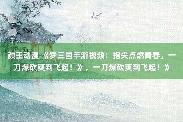颜王动漫 《梦三国手游视频：指尖点燃青春，一刀爆砍爽到飞起！》，一刀爆砍爽到飞起！》