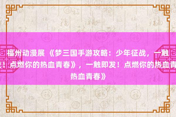 福州动漫展 《梦三国手游攻略：少年征战，一触即发！点燃你的热血青春》，一触即发！点燃你的热血青春》