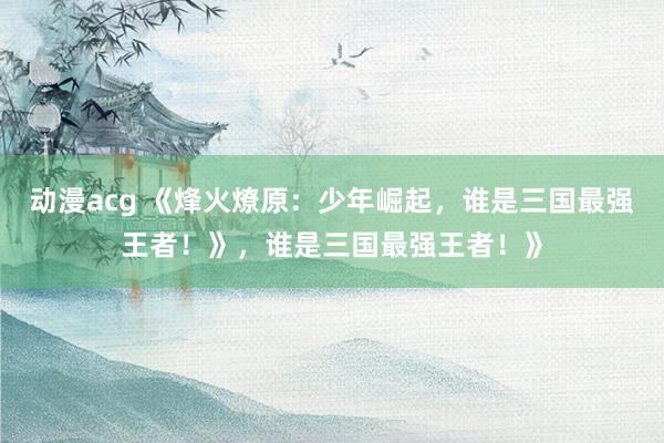 动漫acg 《烽火燎原：少年崛起，谁是三国最强王者！》，谁是三国最强王者！》