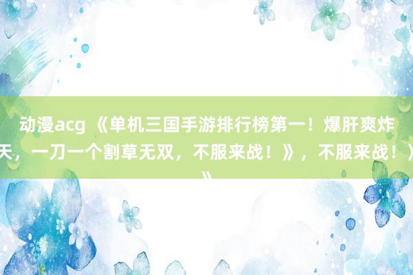 动漫acg 《单机三国手游排行榜第一！爆肝爽炸天，一刀一个割草无双，不服来战！》，不服来战！》
