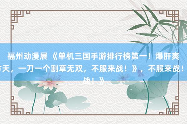 福州动漫展 《单机三国手游排行榜第一！爆肝爽炸天，一刀一个割草无双，不服来战！》，不服来战！》