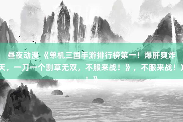 昼夜动漫 《单机三国手游排行榜第一！爆肝爽炸天，一刀一个割草无双，不服来战！》，不服来战！》